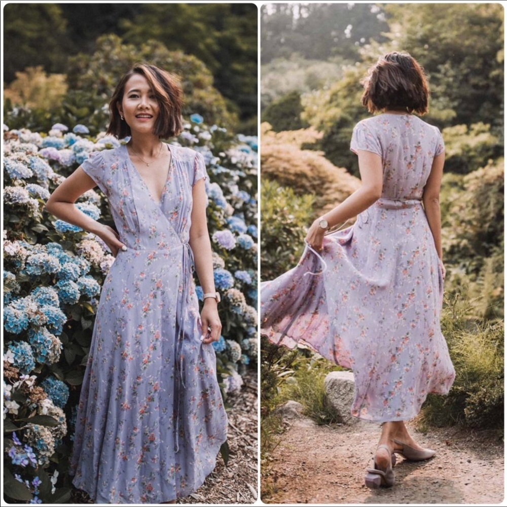 🆕 Reformation lilac purple floral wrap dress- L